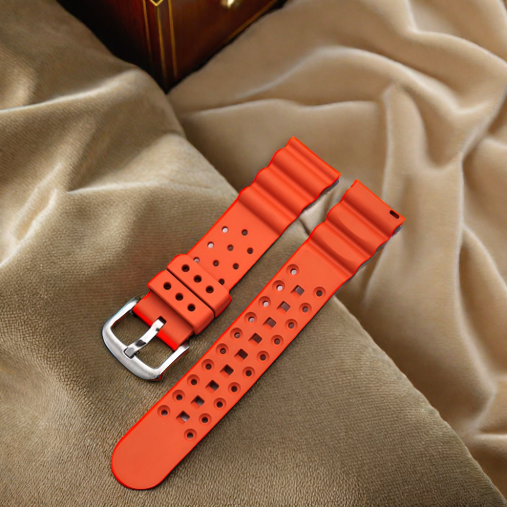 OEM new 2024 popular fluorine rubber FKM breathable anti-corrosion watch strap 19MM 20MM 21MM