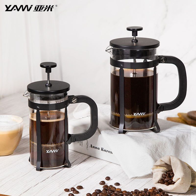 French Press Coffee 304 Grade Stainless Steel Tea Maker with 4 Filter Screens Durable Heat Resistant Borosilicate Glass