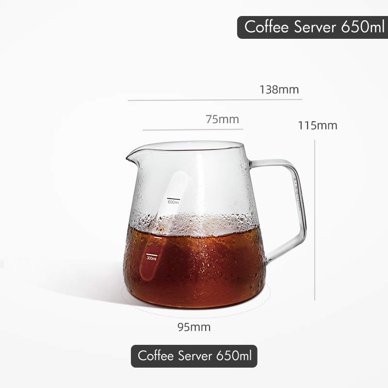 Lookyami Coffee Server Pour Over Carafe I 650ml (23oz) I Pot Fits Lookyami Dripper Heat Resistant Glass Pot Tea Pot