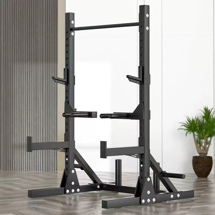 Workout Gym Fitness Equipment Commercial Black Bench Press Barbell Bar Pull Up Adjustable Gear Dip Machine Folding Squat Rack