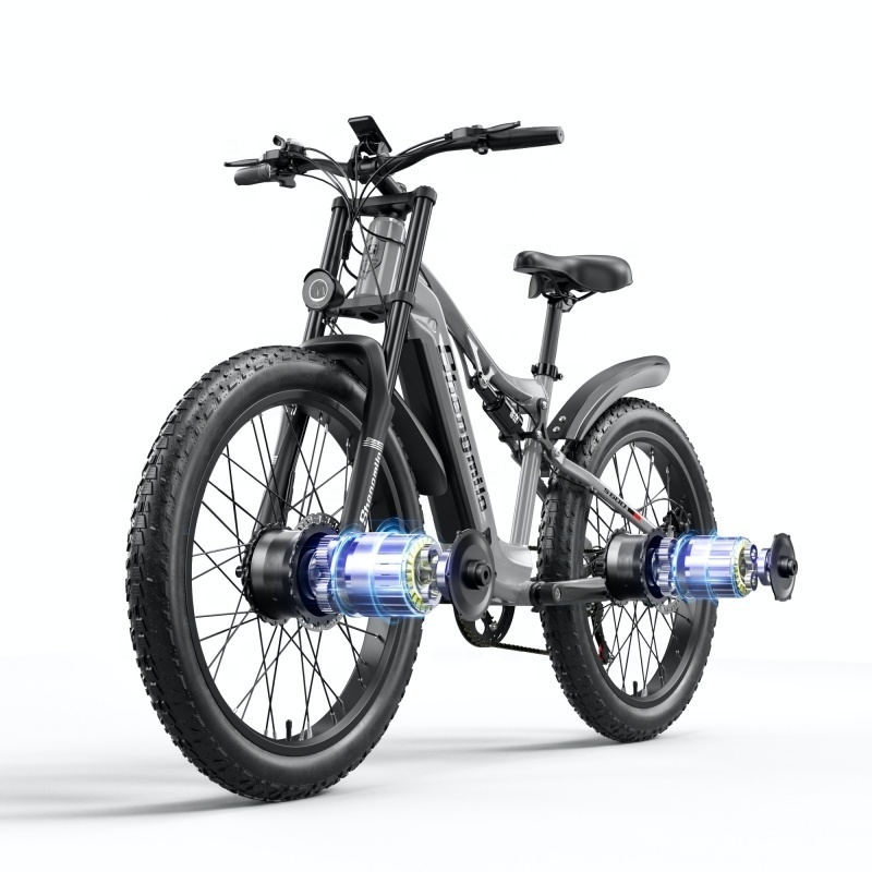 EU USA Free shipping e bike 26inch fat tire 48V 17.5Ah battery 2000W dual motor  Shengmilo S600 electric bike