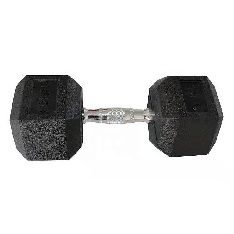 Factory Price Weights Fixed Rubber Coated Cheap 50Kg Hex Hexagonal Dumbbell 10 Lbs Set 50Kg Chromed Gym Rubber Hex Dumbbells