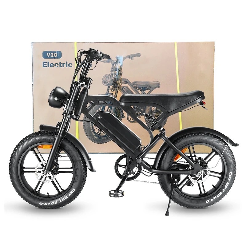 Eu magazijn fatbike V20 zwart 48V 15Ah battery 20inch fat tire 250w New V20 Pro nederland electric bike