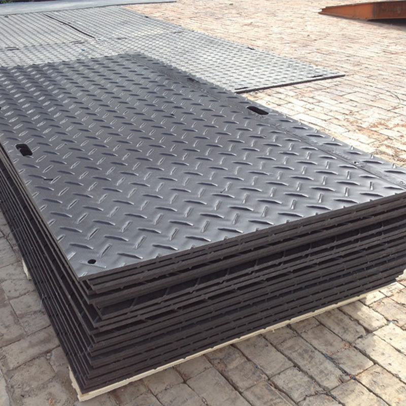 Discount 1.22x2.44m HDPE high density PE plastic oil drilling rig ground protection mats for construction site