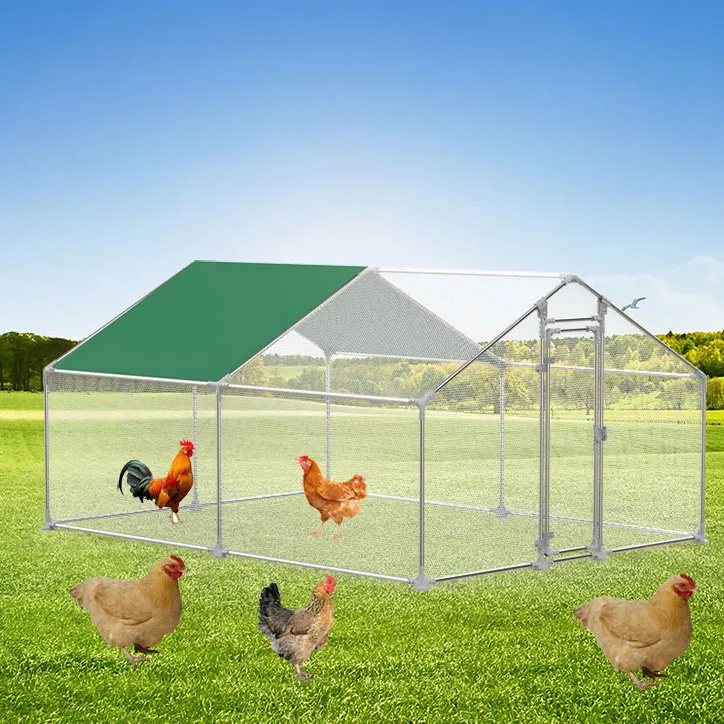 Chicken Run Coop , Chicken Coop Spire Shaped , Outdoor Walk-in Hen Poultry Cage with Waterproof Cover for Backyard