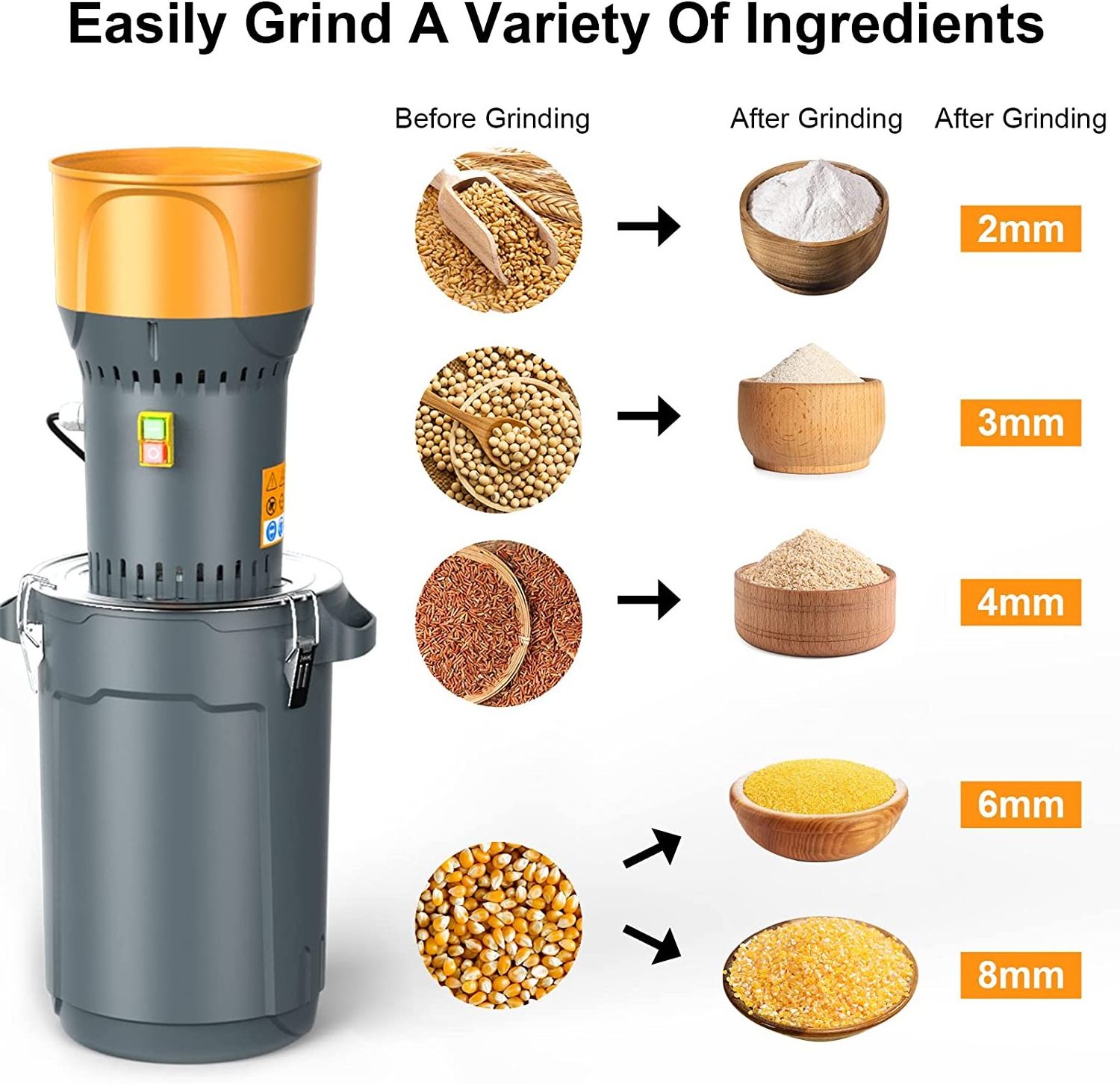 Grain Mill Grinder Electric, 13.2 Gallons 50L 60L 25L