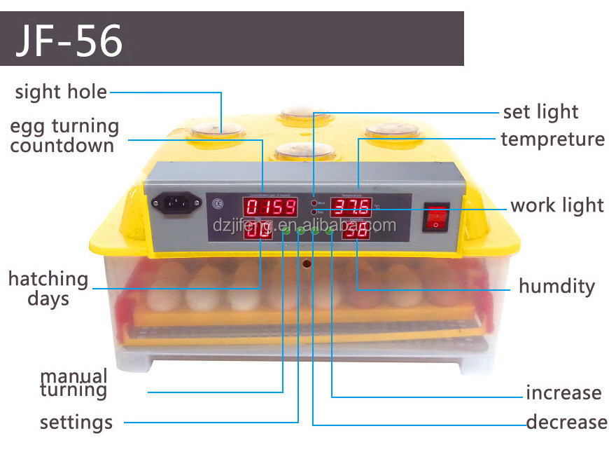 JF- 56 98% high haching rate CE approved new mini automatic incubator Jifeng factory Capacity 56 eggs