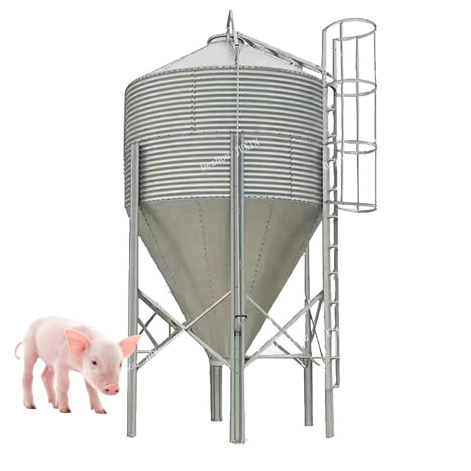 Feeding Tower of 3-30 tons feed storage bin for pig farm and chicken farm galvanized sheet material tower automation feed line