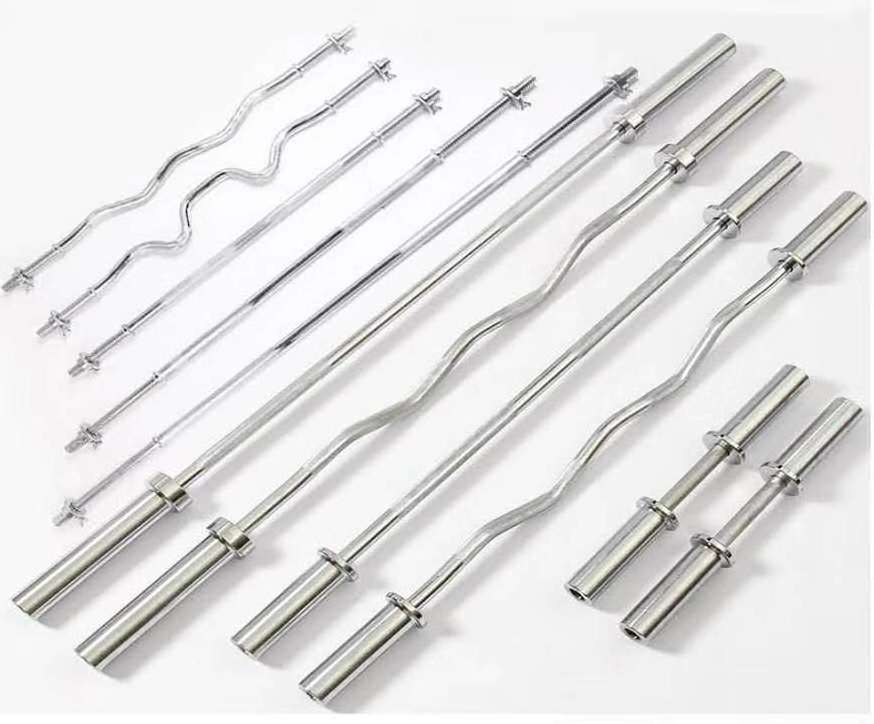 Wholesale steel weight lifting straight chrome barbell bars 1.5m