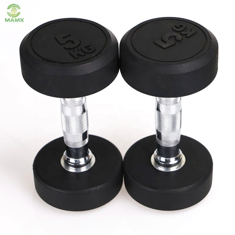 Wholesale 5kg Steel Rubber Coated Dumbbell For BodyBuilding Bodybuilding