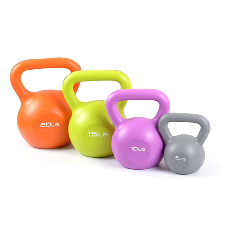 Custom 5 10 15lb pink plastic kettle bell grip handle workout competition weight sets cement kettlebells