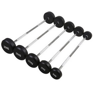 Wholesale  weight lifting rubber  barbell   curl type barbell set