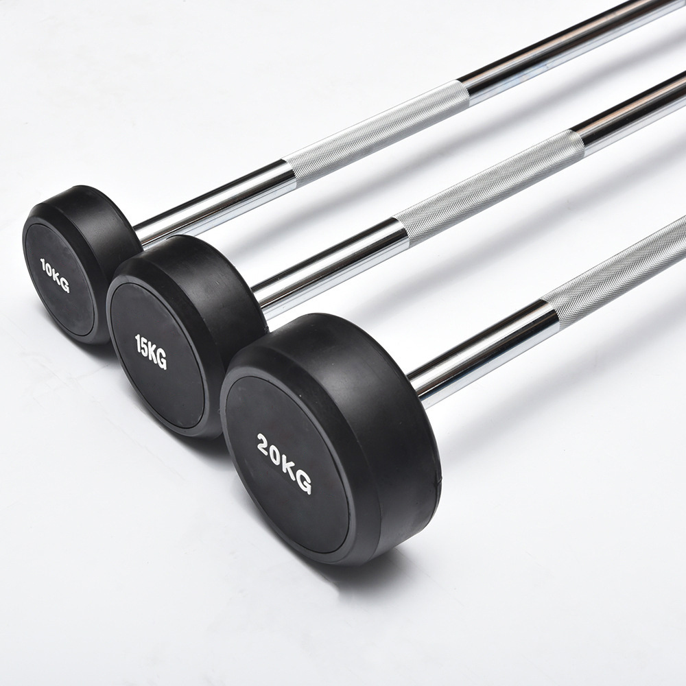 Gym club  rubber coated weight lifting barbell set curl straight rubber barbell