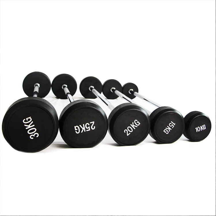 Wholesale  weight lifting rubber  barbell   curl type barbell set