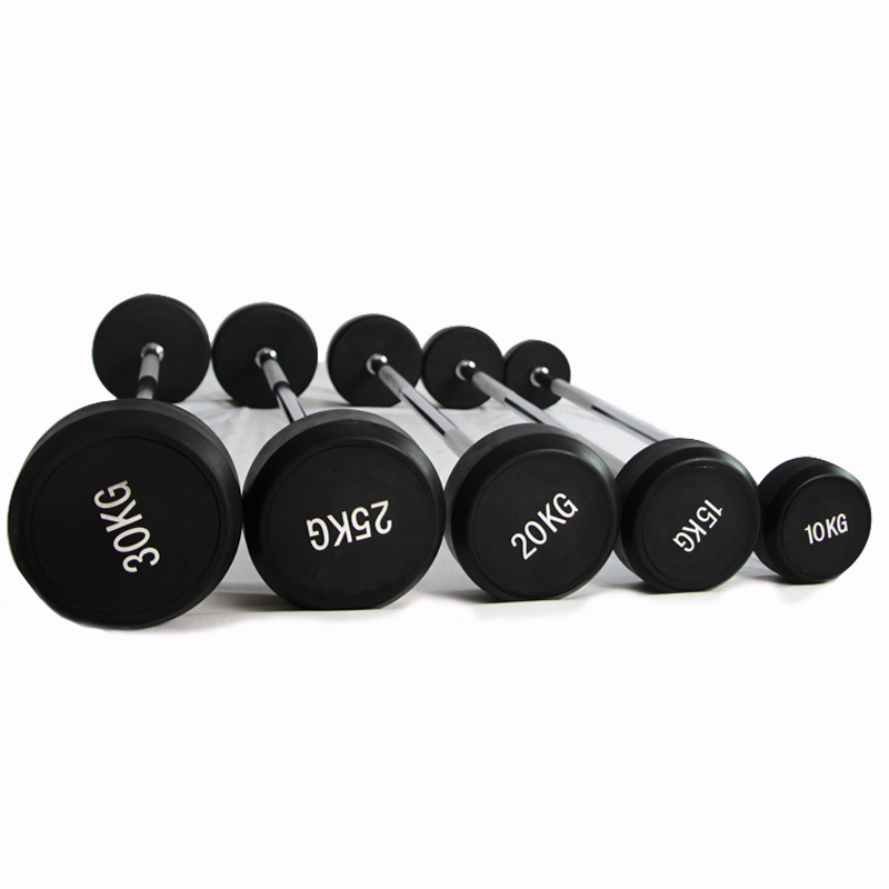 Gym club  rubber coated weight lifting barbell set curl straight rubber barbell