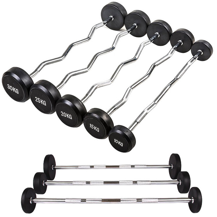 Wholesale  weight lifting rubber  barbell   curl type barbell set