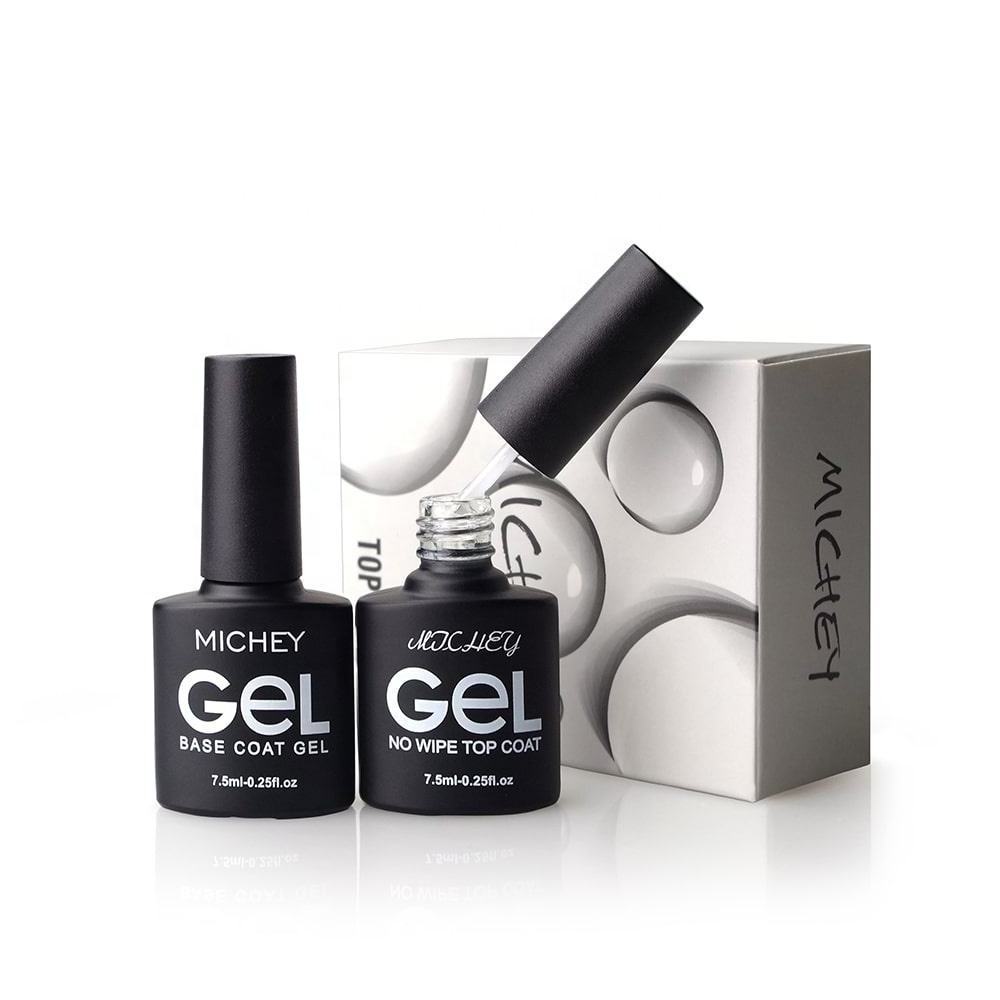 Hema free clear gel polish private label high gloss shining No-Wipe uv gel top coat base coat