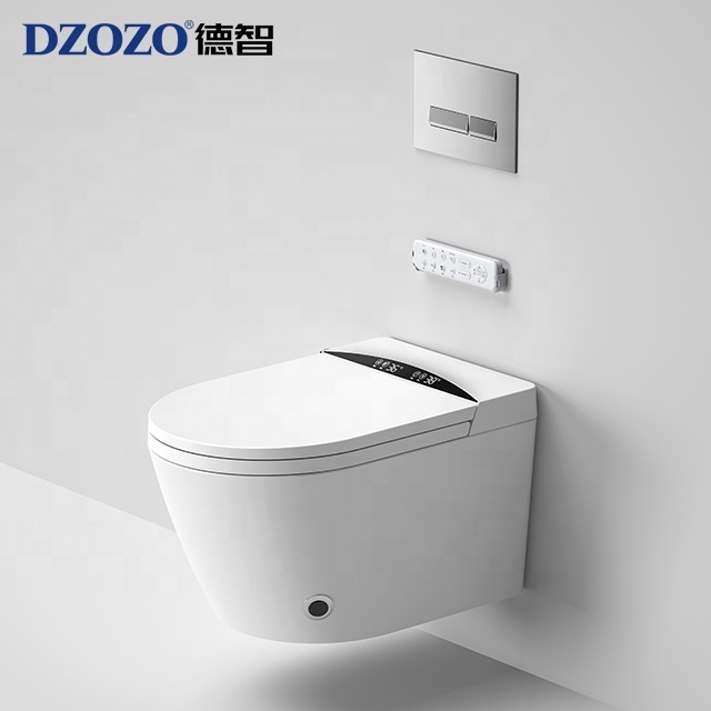 hidden water tank european wall mounted intelligent toilet wash down electric bidet toilet bathroom wall hung smart toilets