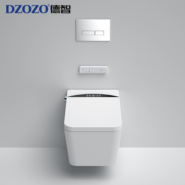 Automatic Clean Bowl Luxury Bathroom Set One Piece Wall Mounted Elongate Smart Coloured Bidet Toilet