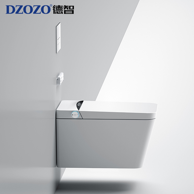 Automatic Clean Bowl Luxury Bathroom Set One Piece Wall Mounted Elongate Smart Coloured Bidet Toilet