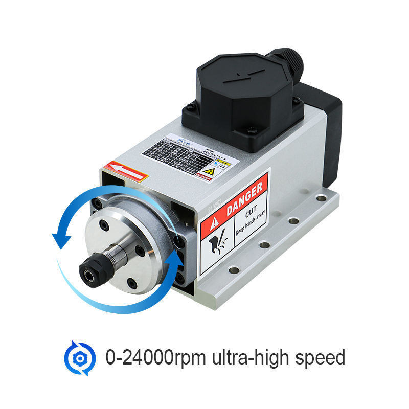 New Air Cooled Spindle Motor 220v 2.2kw ER20 4 Bearings Square 24000 RPM  With Inverter VFD Kits For CNC Milling Machine