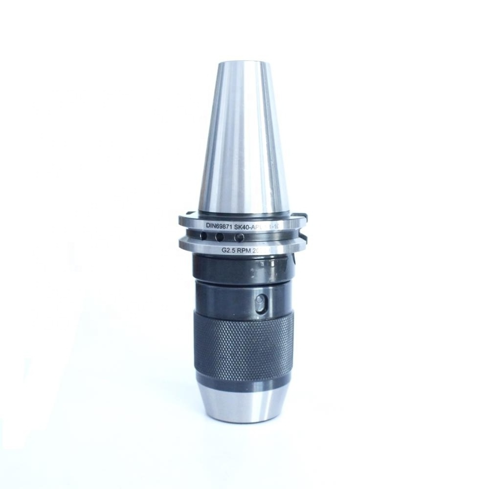 High Quality SK JT APU Self Tighten Keyless Drill Chuck Arbor CNC Tool Holder For Lathe Machine Threaded Hole