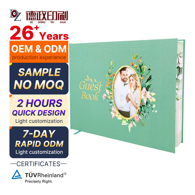 wholesale Custom logo Signature picture Window blank Notebook Linen Fabric Hardcover Wedding Guest Book