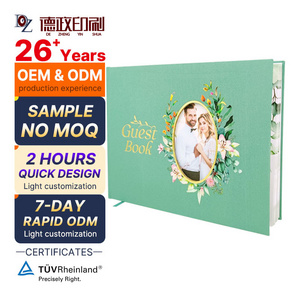 wholesale Custom logo Signature picture Window blank Notebook Linen Fabric Hardcover Wedding Guest Book