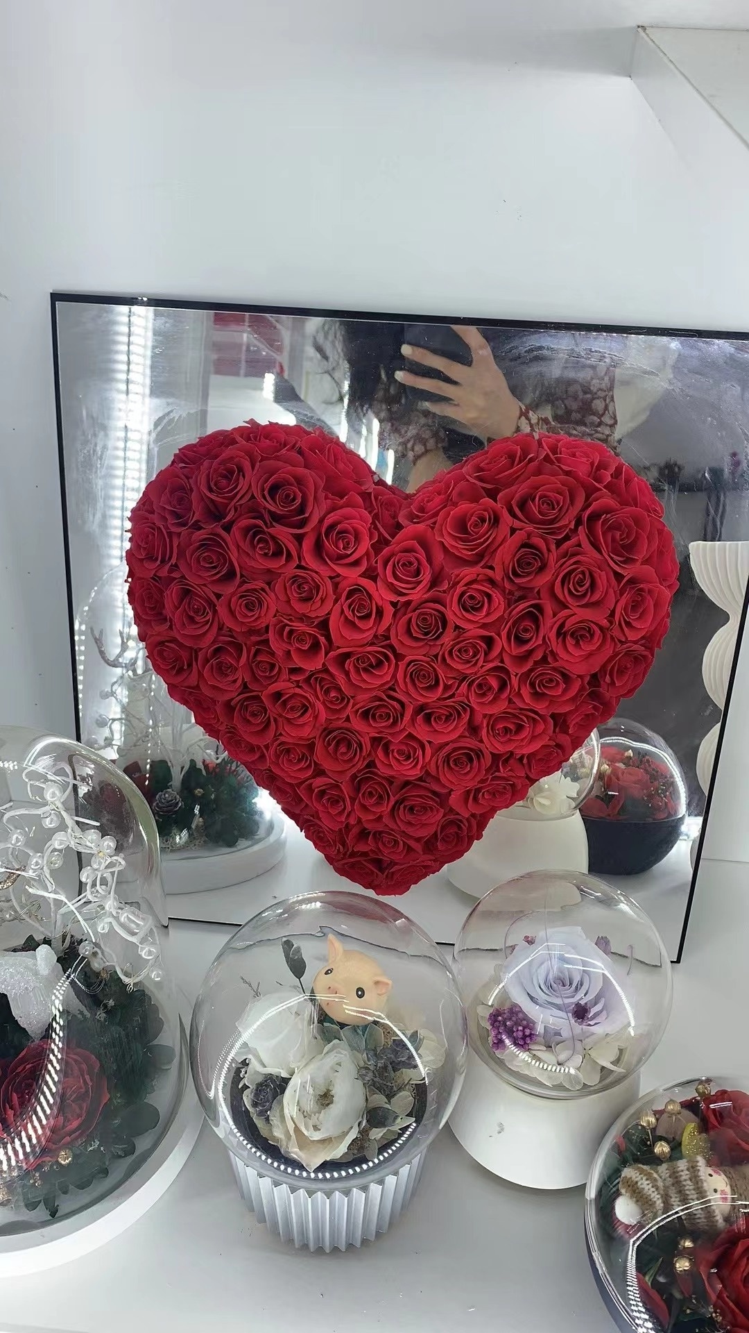 Every Love Customized Logo Immortal Infinity Eternal Real Forever Flower Gift Preserved Roses In Round Square Mirror Heart Box