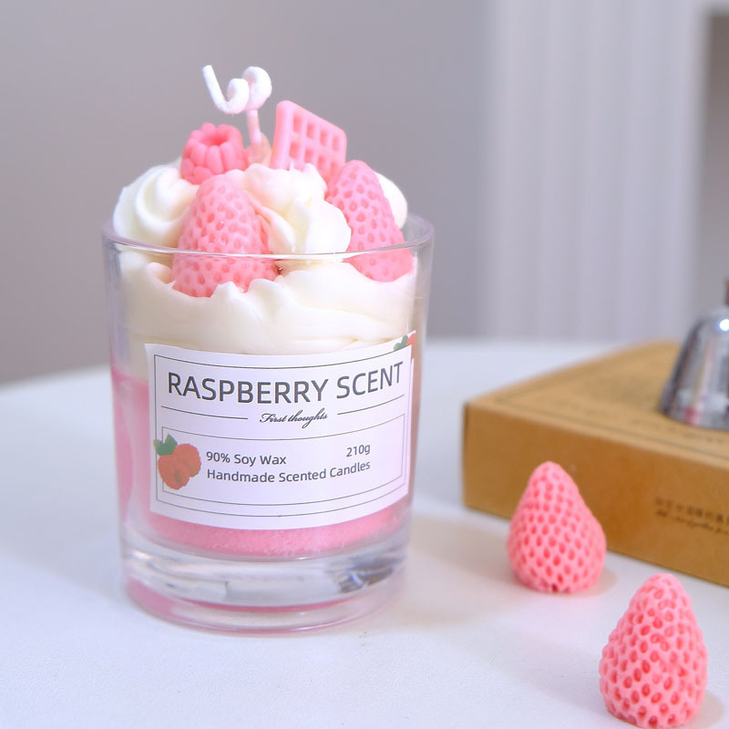 DIY Soy wax Simulated ice cream cake shape candle with glass cute food candle for gift ice cream cone dessert candles