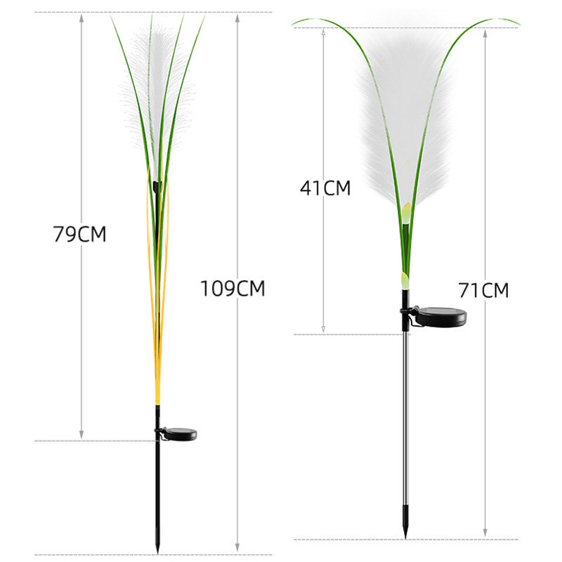 landscape Outdoor Garden Decoration Plants Artificial Flower Reed Pampas Grass With Solar Power Lights Led Stake Lamp