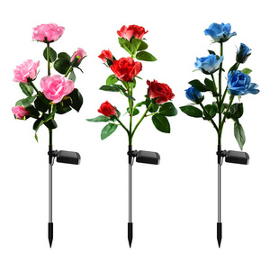 71cm Tall Rose Flower Outdoor Garden Decoration Plants Artificial Eternal Rose With Solar Power Lights Led Stake Lamp