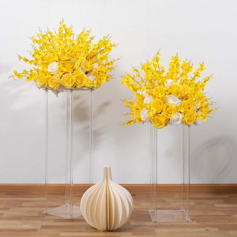 Yellow Butterfly fuschsia Orchid Artificial Silk Flowers Ball  Rose Wedding Centerpieces Decorations for Wedding Dinning Table