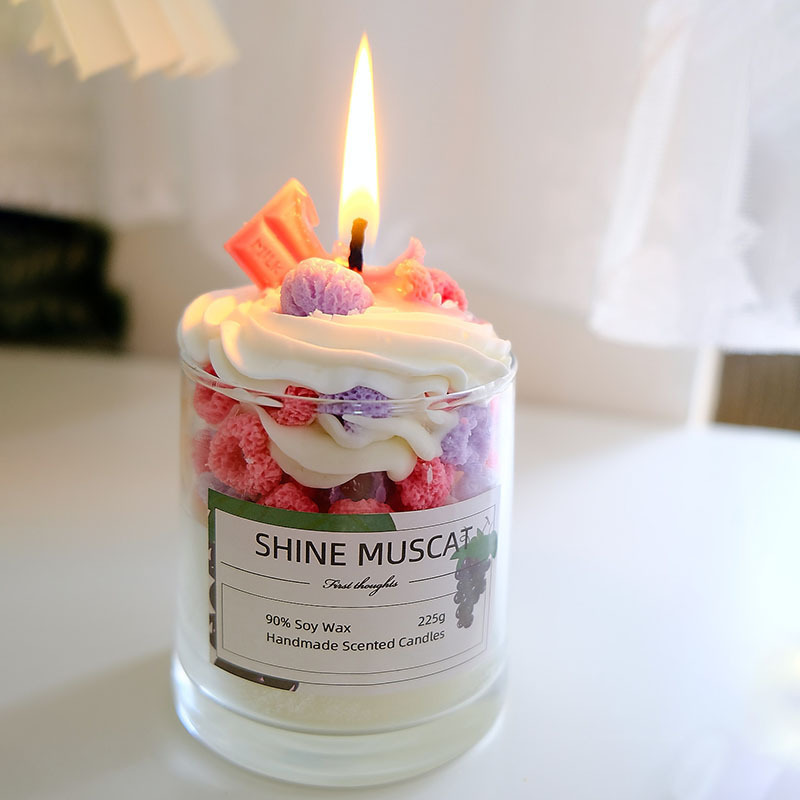 DIY Soy wax Simulated ice cream cake shape candle with glass cute food candle for gift ice cream cone dessert candles