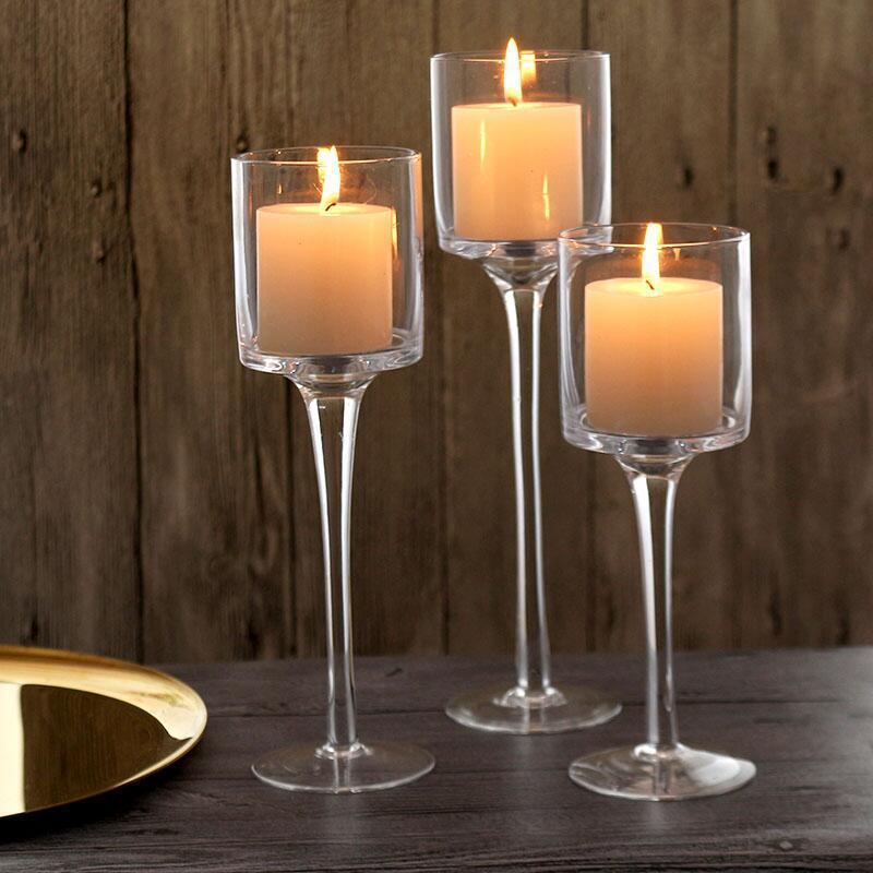 Tall Floating Candle Jars Suppliers Church Large Clear Empty Crystal Glass stand Candle Holder for Wedding Decoration