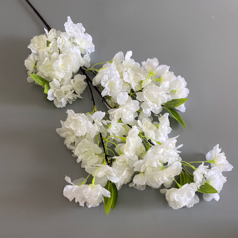 High Quality White Lilac Stems Blooms Flowers Decorative Silk Artificial Cherry Blossom Branches for Wedding Party