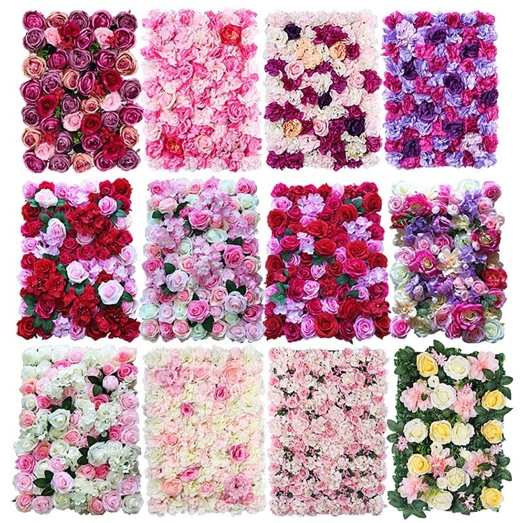 Pink Red White Artificial Silk Backdrop Flower Wall Panel for Wedding Background Decoration