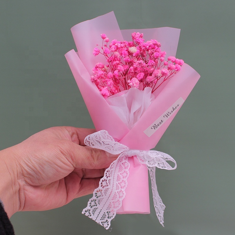 18cm Tall Dried Baby's breath Bouquet Decorative Artificial Flowers for Wedding Mother's Day Valentine Gift