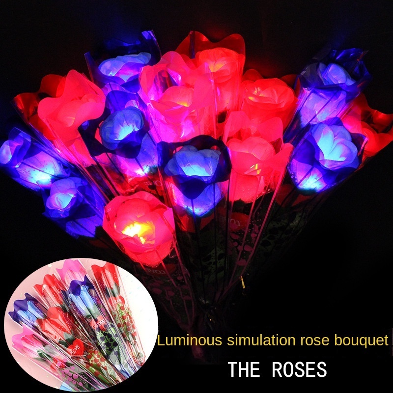 LED Lights Rose Flower Eternal Light Emitting Rose Valentine's Day Gift Christmas Party Decoration Home Decoration Wholesale