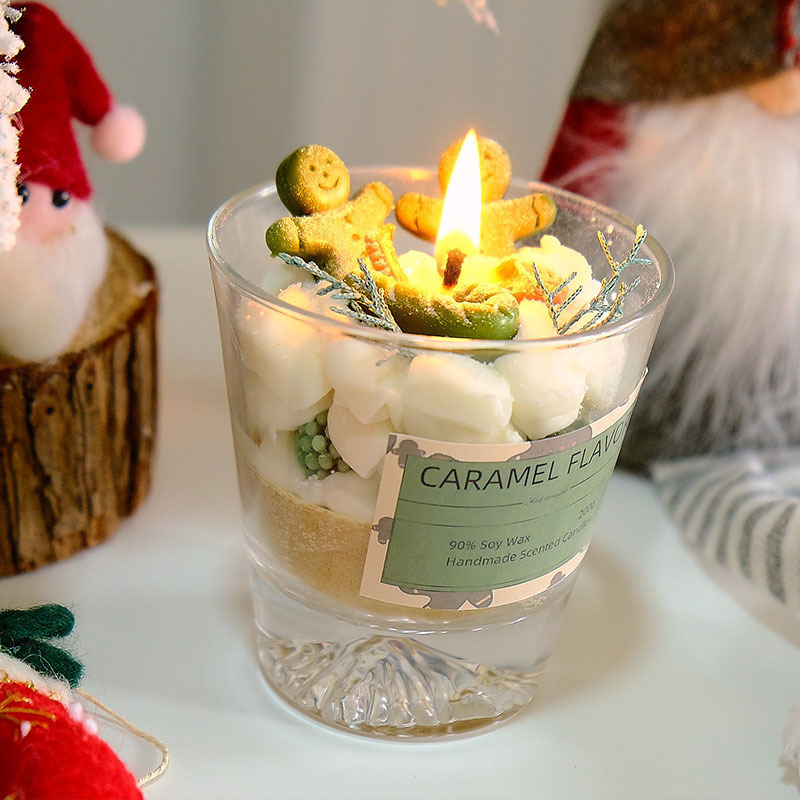 DIY Soy wax Simulated ice cream cake shape candle with glass cute food candle for gift ice cream cone dessert candles