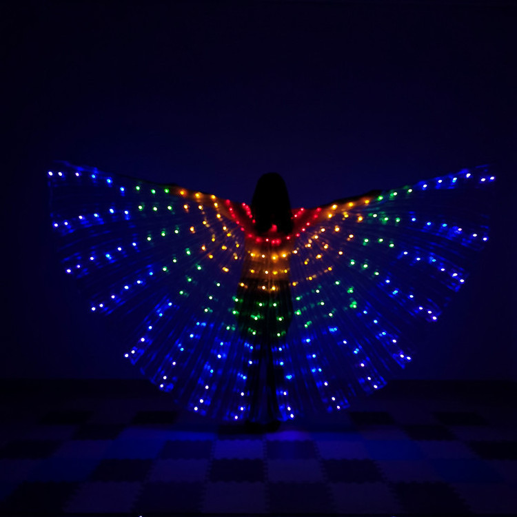 Kids Party Dress up Fairy Cosplay Luminous Brighter Rainbow Led Light Stage Halloween Wings Costume Dance Props Clothes