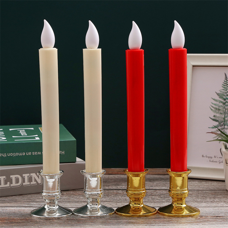 wedding electric flickering flameless battery operated decorative led taper candle with new flame