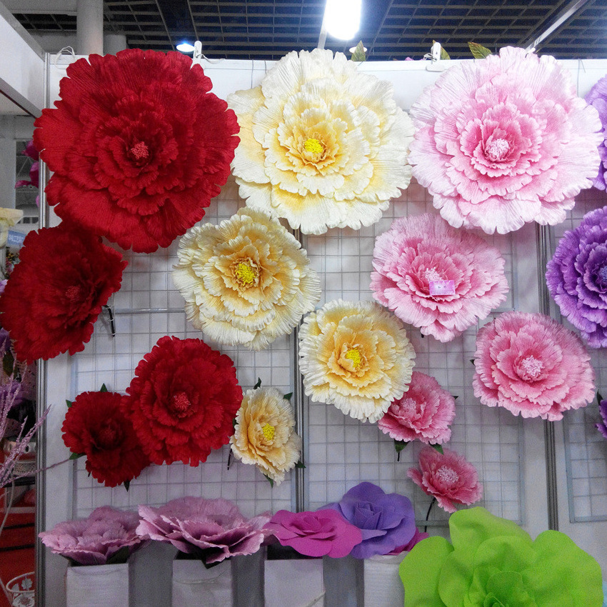 Wholesale 80cm Large Silk Giant Flowers Pony 50cm Tall Big Large Peonies Head Giant artificial flowers for wedding decor