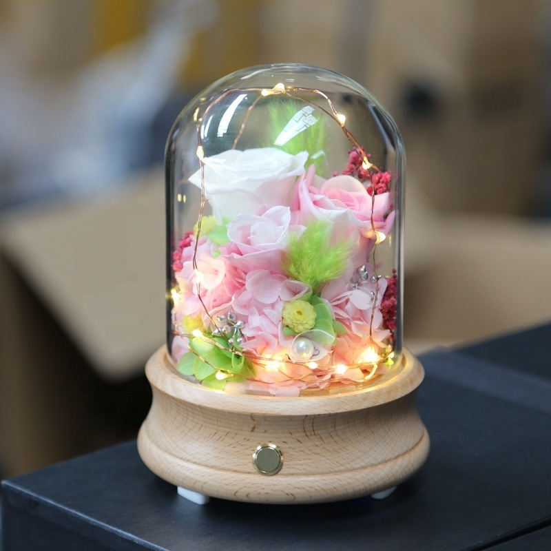 Complete Product Rose Eternal Long Lasting Valentine Mother's Day Preserved Decorative Flowers for Gift Present with Speaker