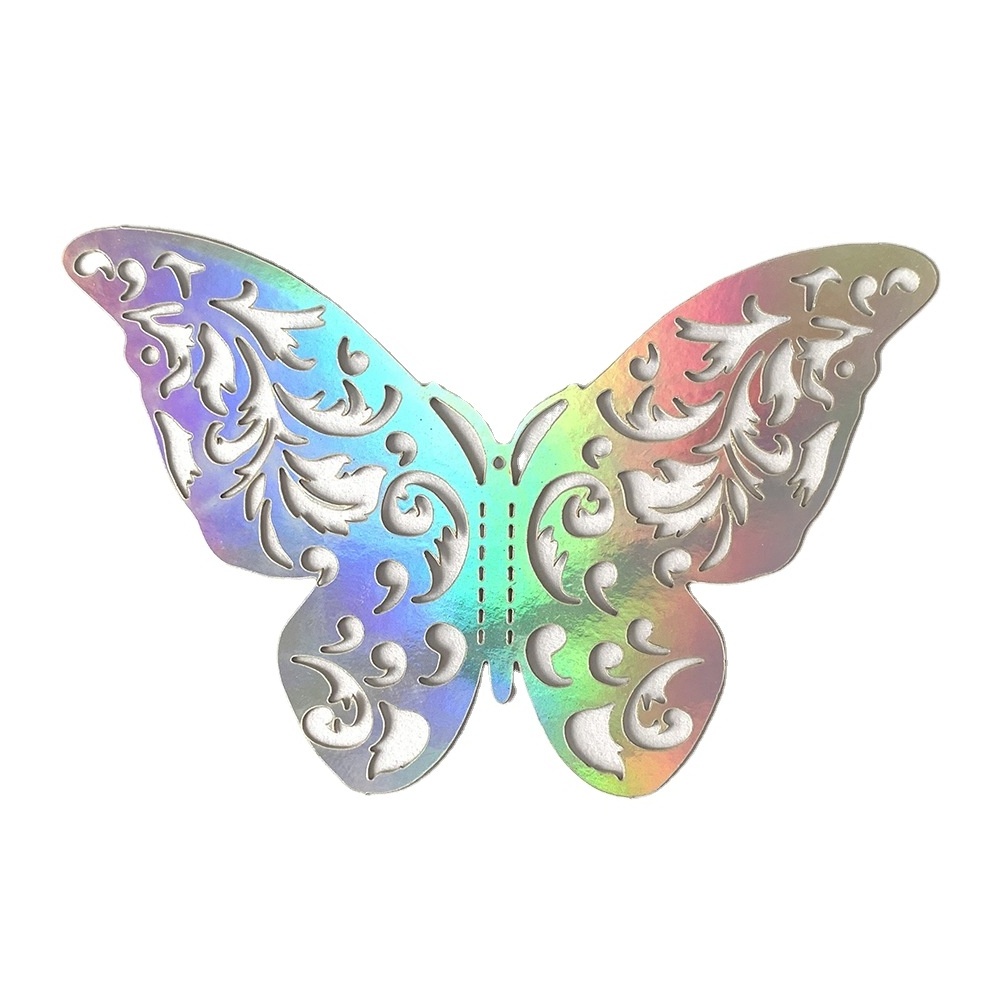 12PCS Golden Hollowed Butterfly Sticker Wedding Valentine's Day Party Decorating 3D Metal Butterflies