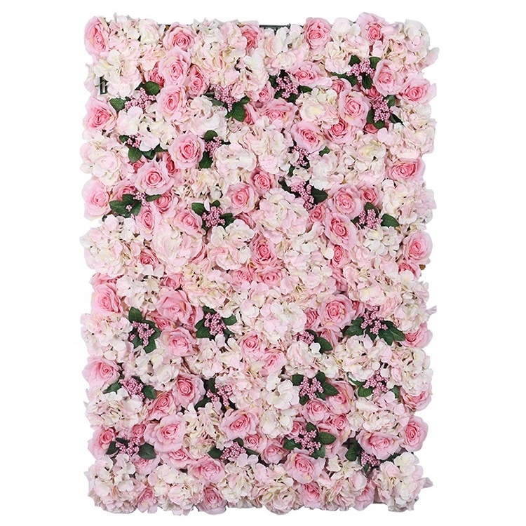 Pink Red White Artificial Silk Backdrop Flower Wall Panel for Wedding Background Decoration