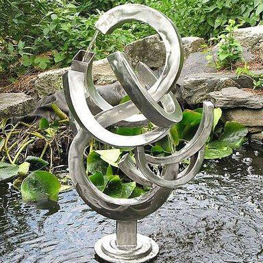 Modern Outdoor Park Decoration Curved Metal Stainless Steel Water Fountain Sculpture Waterfall