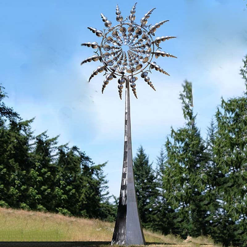 Large size stainless steel spinning kinetic sculpture outdoor decoration