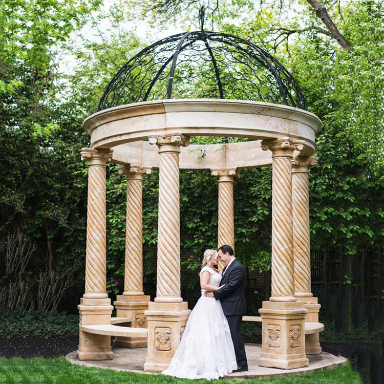 Customized natural marble hexagon gazebo for outdoor wedding decoration