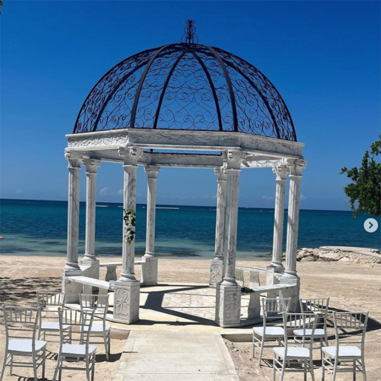 Customized natural marble hexagon gazebo for outdoor wedding decoration